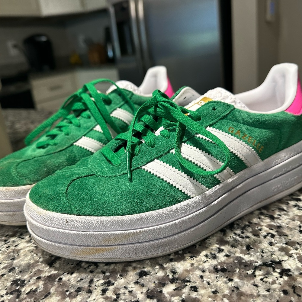 Adidas Women’s Green Suede Campus Platform Sneakers
